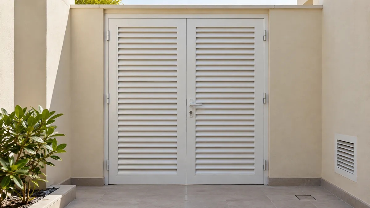 Aluminium louvred service doors