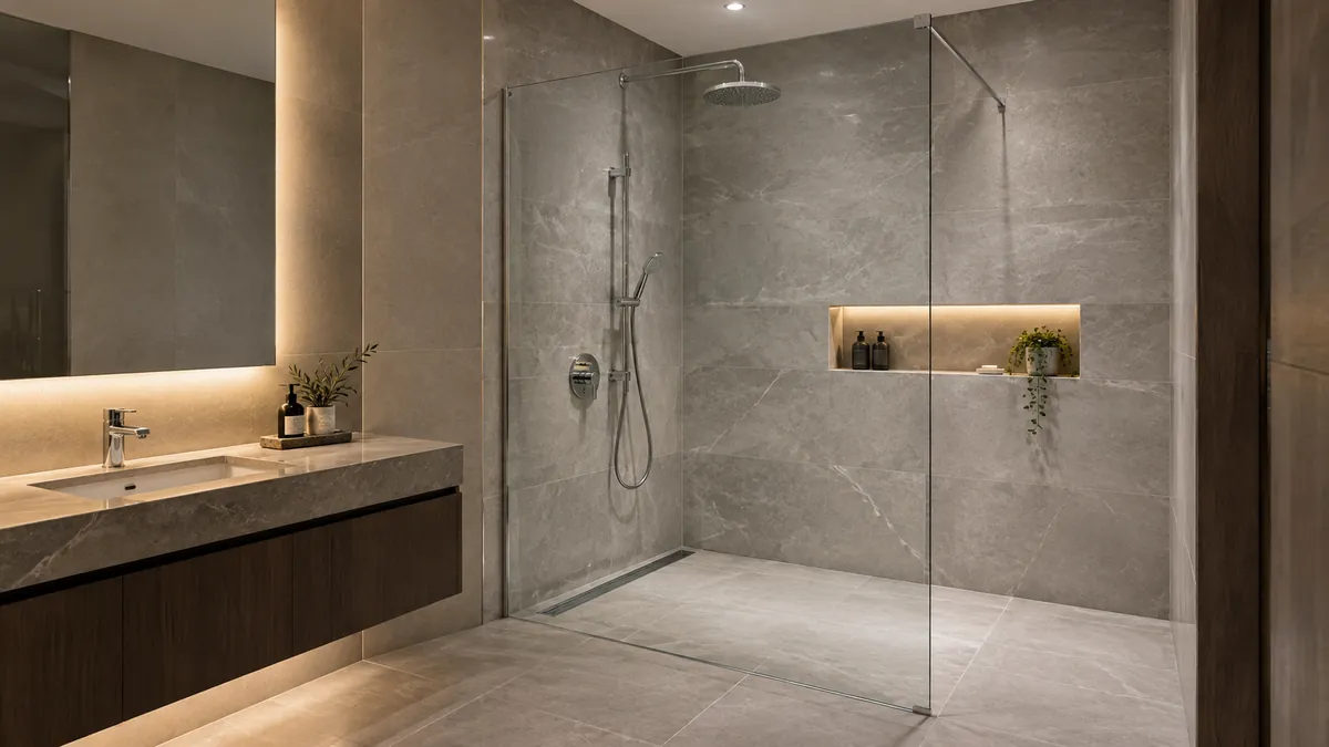 Walk-in frameless shower screen