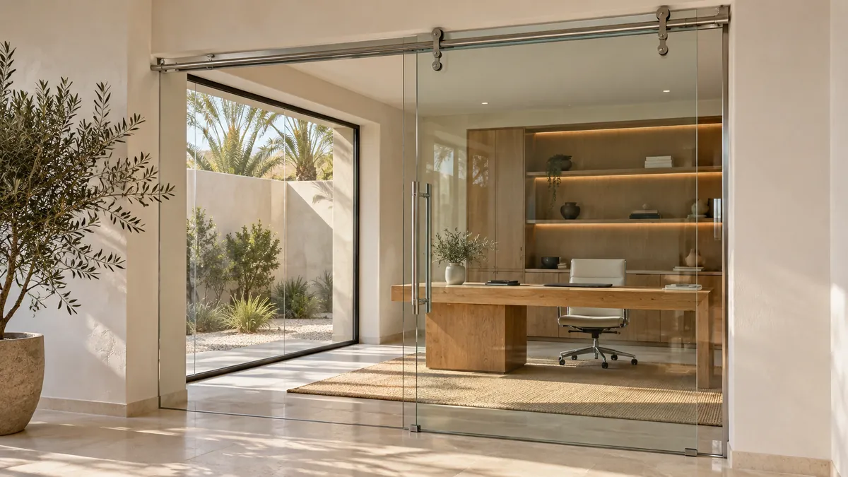 Multi-panel sliding glass door run
