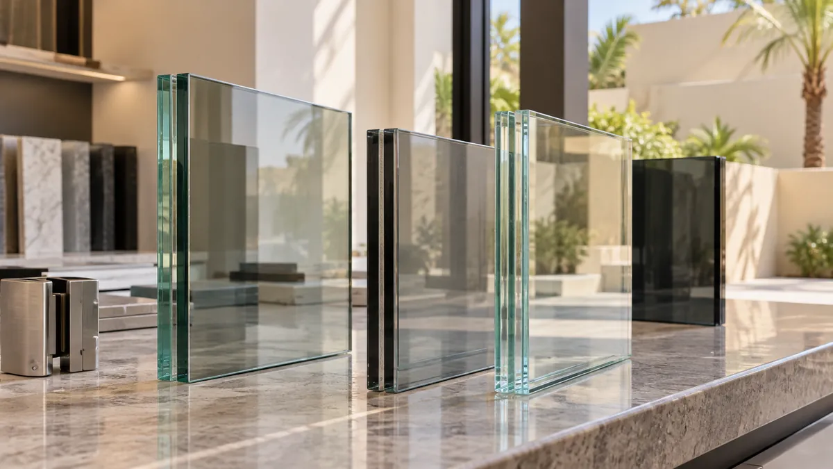 Laminated glass barrier at a level change