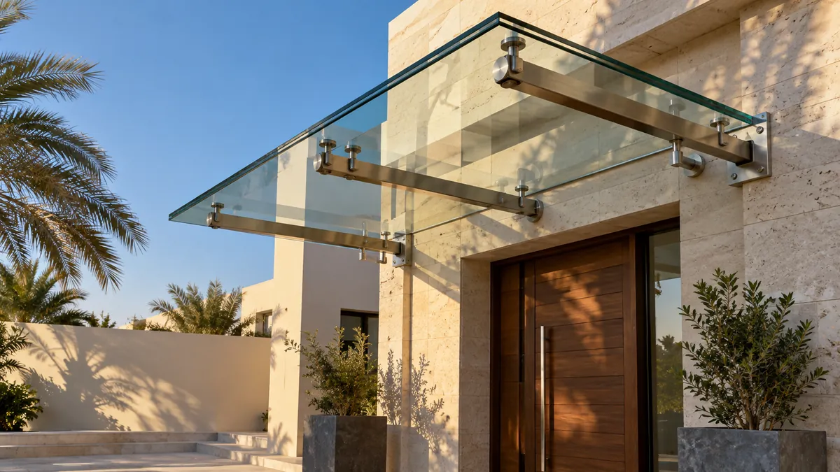 Laminated glass edge detail showing the interlayer