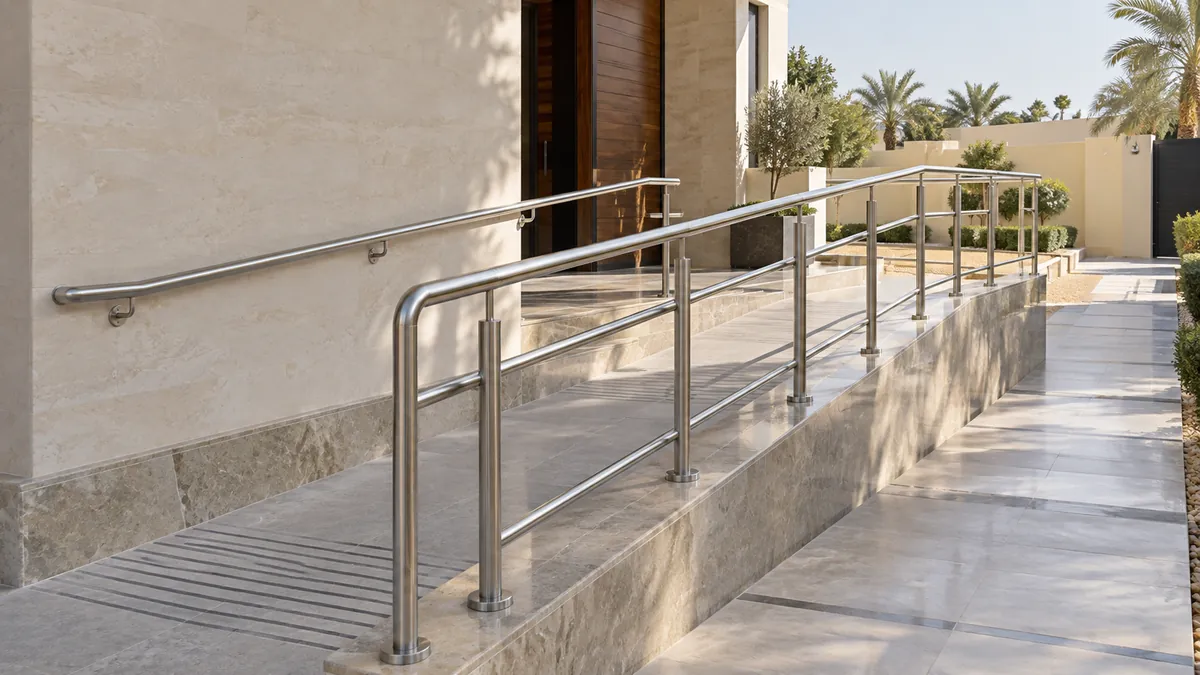 Stainless steel balustrade to an internal staircase