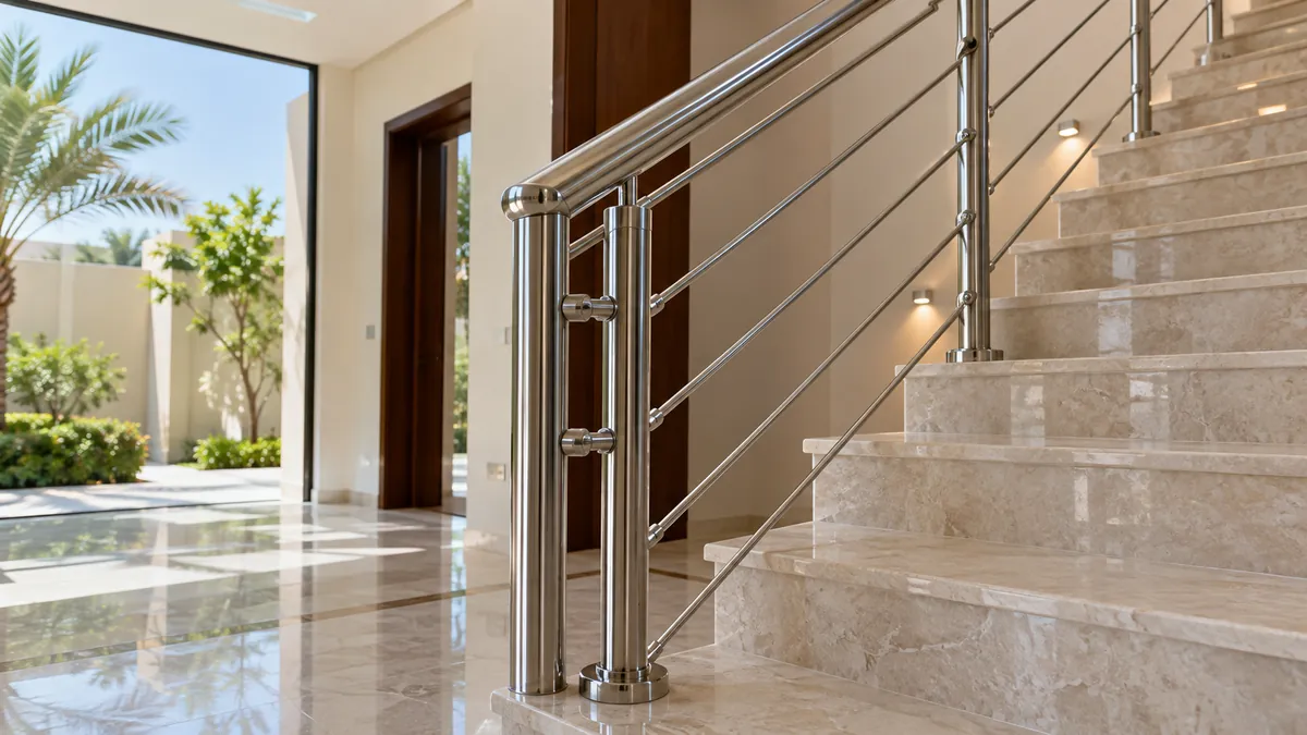 Stainless steel handrail and infill bars