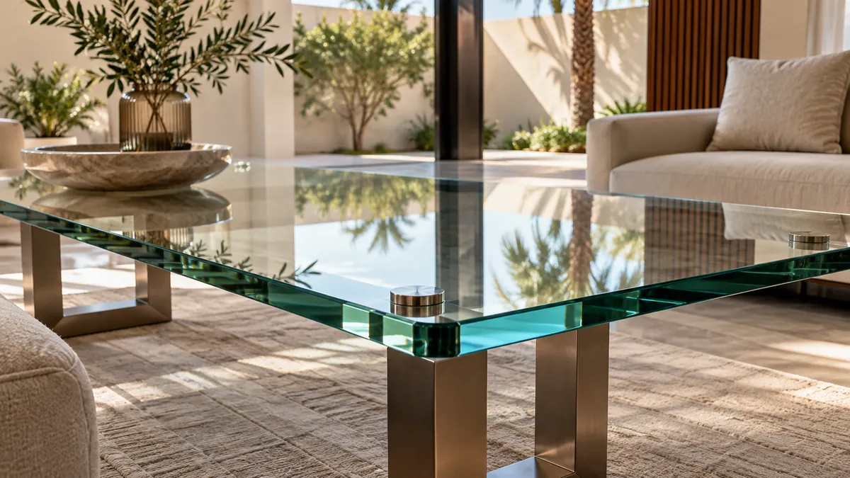 Toughened glass screen in a stairwell